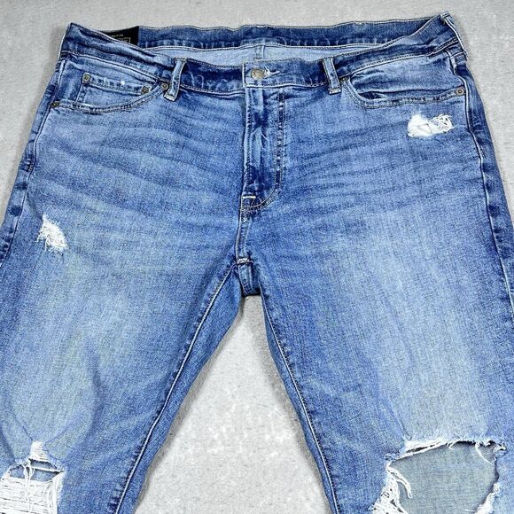 Abercrombie & Fitch Skinny Jeans Mens Size 36 Distressed Inseam 31 in Pockets - Picture 2 of 13